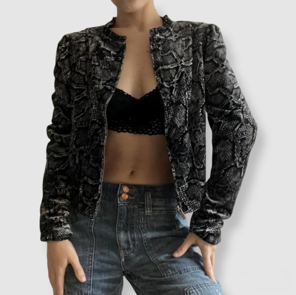 Rebecca Taylor Black and Gray Bomber Jacket